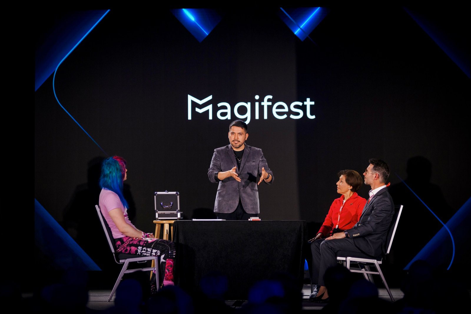 Alejandro performing an interactive stage show